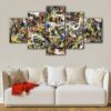 5 panels Convergence abstract canvas art