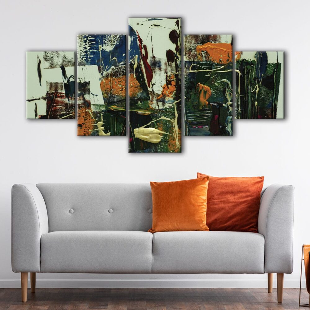 5 panels abstract color mix canvas art