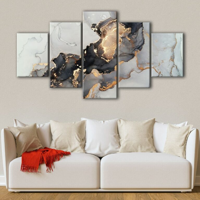 Black and Gold Marble Wall Art | Abstract Marble Print | Canvas Art Bay