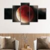 5 panels blood moon canvas art