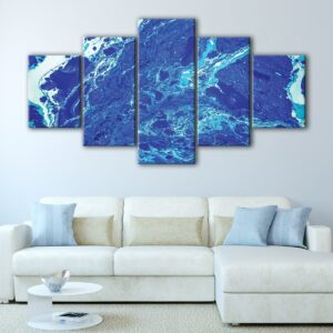 5 panels blue ocean canvas art