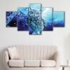 5 panels blue owl canvas art