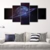 5 panels blue saturn canvas art