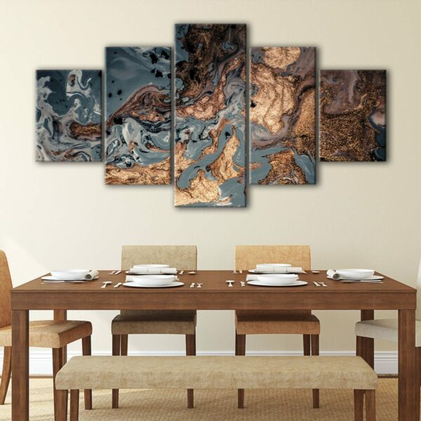 5 panels bronze marble canvas art