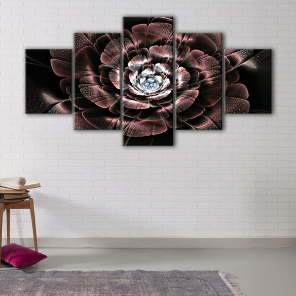 5 panels brown fractal canvas art