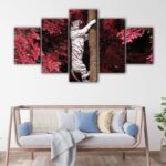 5 panels climbing tiger canvas art