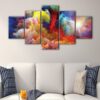 5 panels colorful clouds canvas art
