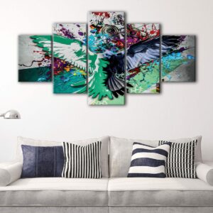 5 panels colorful eagle canvas art
