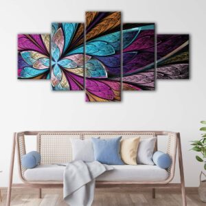 5 panels colorful fracta canvas art