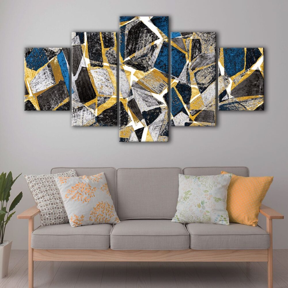 5 panels cracked glass canvas art