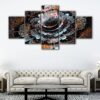 5 panels dark fractal canvas art