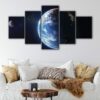 5 panels earth and moon canvas art