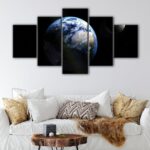 5 panels earth in dark canvas art