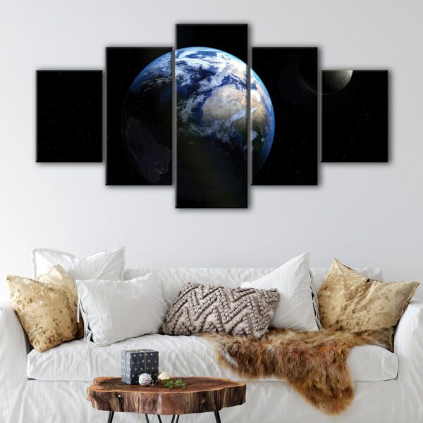 5 panels earth in dark canvas art