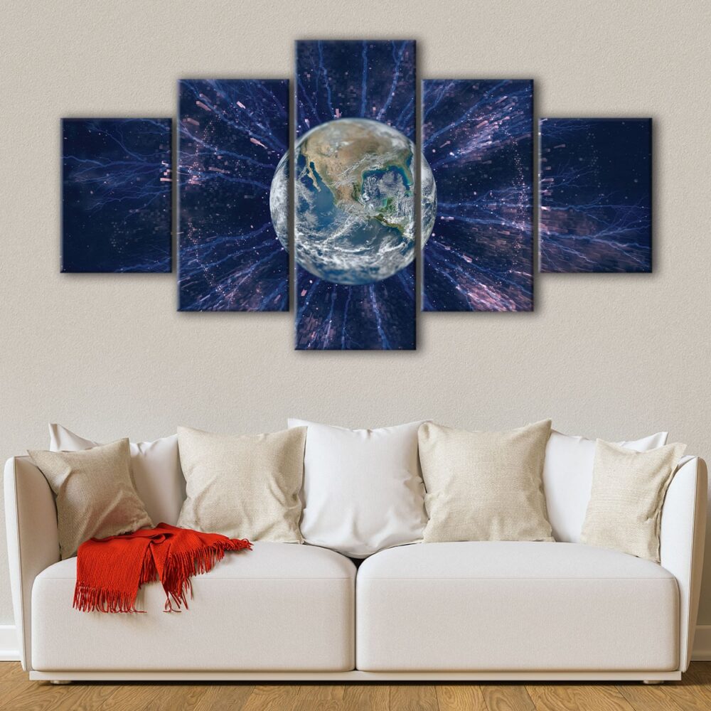 5 panels electric earth canvas art