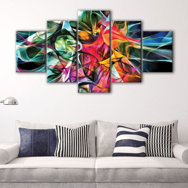 5 panels electrified colors canvas art