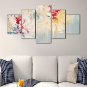 5 panels flowers abstract canvas art
