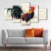 5 panels french rooster canvas art