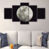 5 panels full moon canvas art