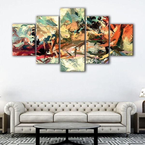 5 panels geometric texture canvas art