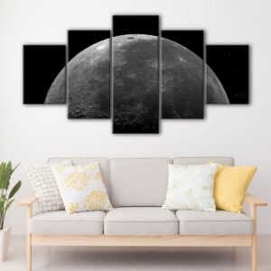 5 panels half moon canvas art