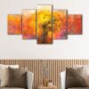 5 panels hidden tree canvas art