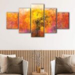 5 panels hidden tree canvas art