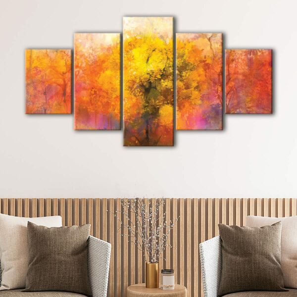 5 panels hidden tree canvas art