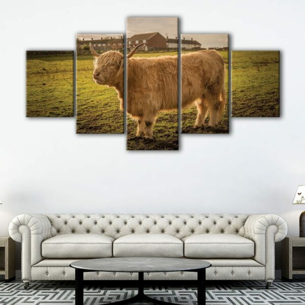 5 panels highland cattle canvas art