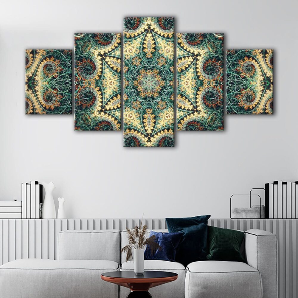 tableau fractale mandala 5 pièces