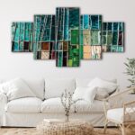 5 panels mosaic windows canvas art