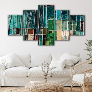 5 panels mosaic windows canvas art