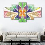 5 panels multicolor fractal canvas art