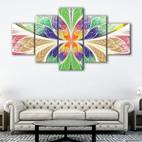 5 panels multicolor fractal canvas art