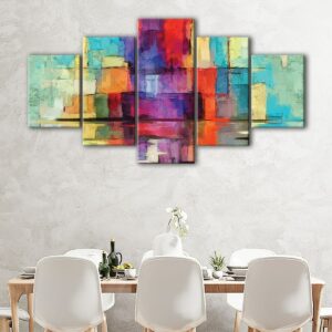 5 panels oil squares canvas art