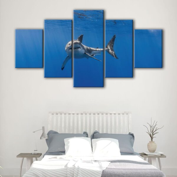 5 panels shark underwater canvas art