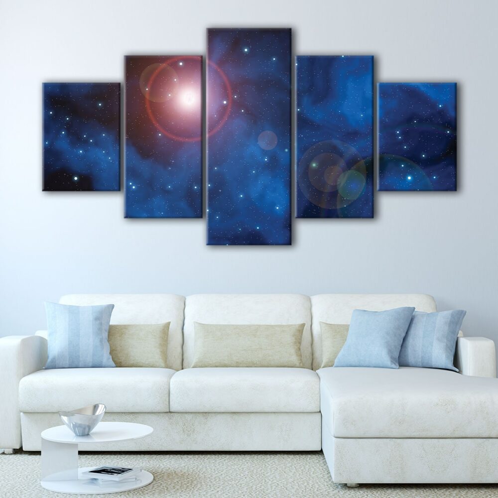 5 panels starry space canvas art