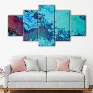 5 panels turquoise marble canvas art