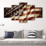 5 panels usa vintage flag canvas art