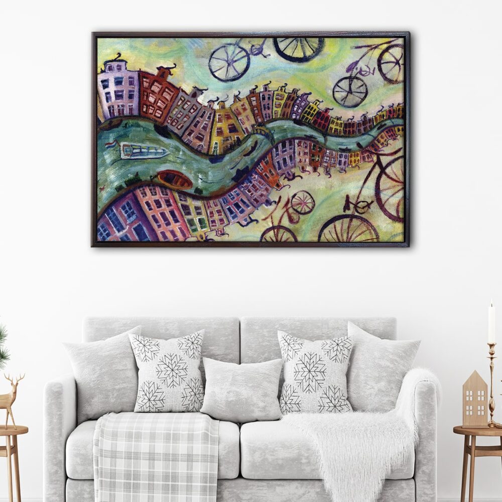 amsterdam abstract floating frame canvas