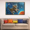 astronaut cat floating frame canvas