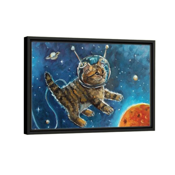 astronaut cat framed canvas black frame