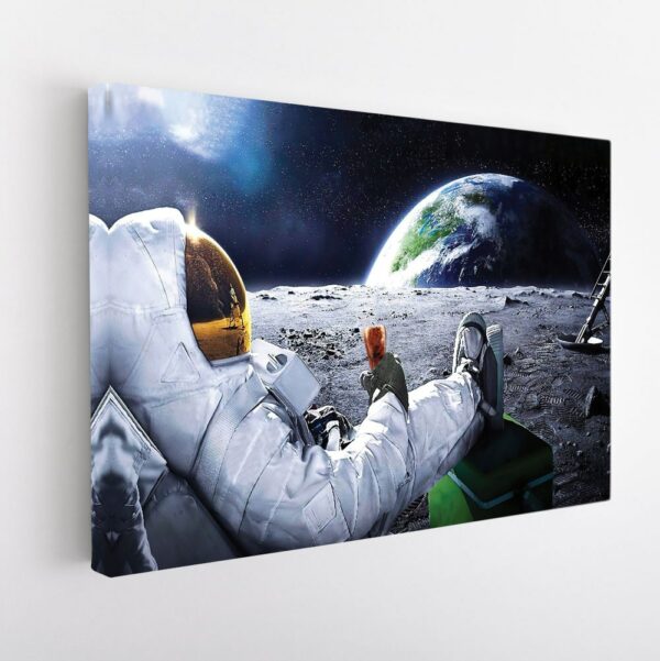 astronaut drinking soda stretched canvas