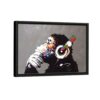 banksy dj monkey framed canvas black frame