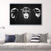 black 3 wise monkeys floating frame canvas