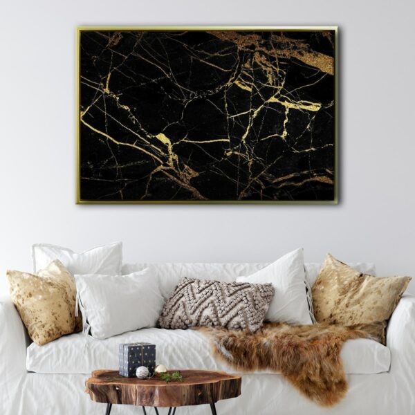 black marble floating frame canvas