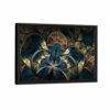 tableau fractale bleue et bronze avec cadre noir