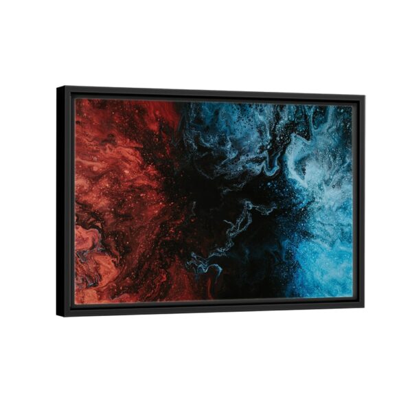 tableau marbre bleu et rouge avec cadre noir