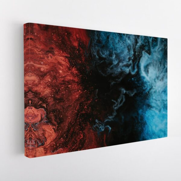 blue and red marble stretched canvas