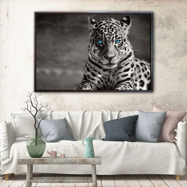 blue eyed leopard floating frame canvas